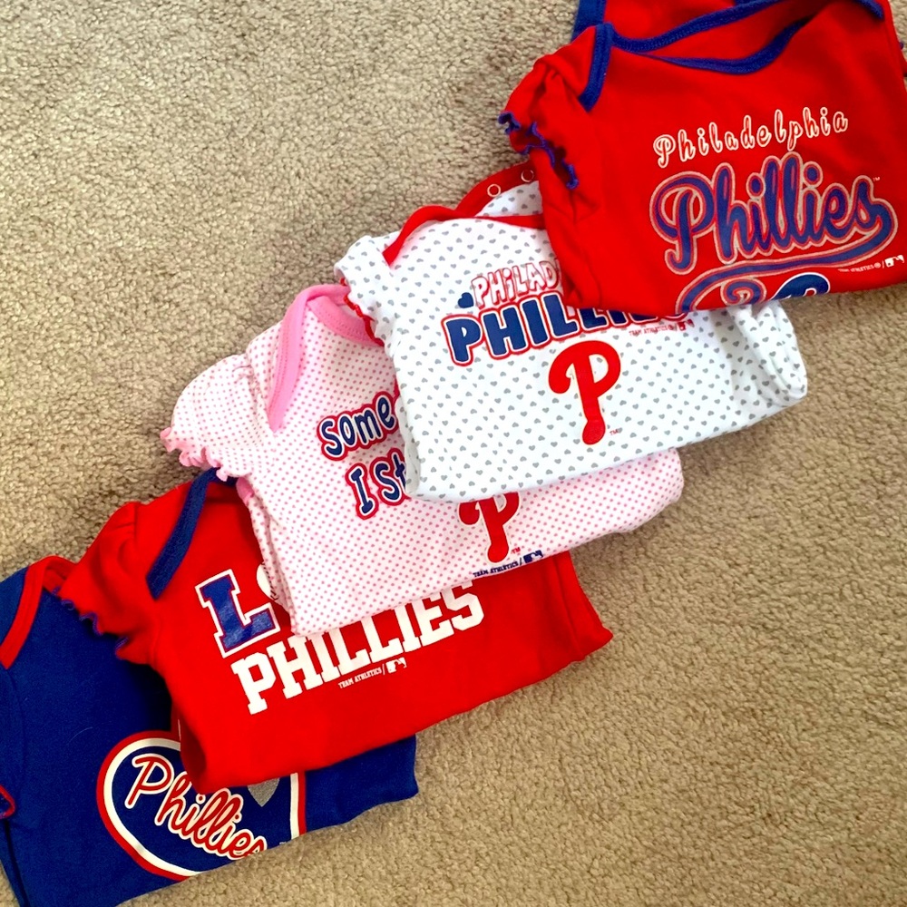 Set of 5 Phillies onesies sz 3/6 month